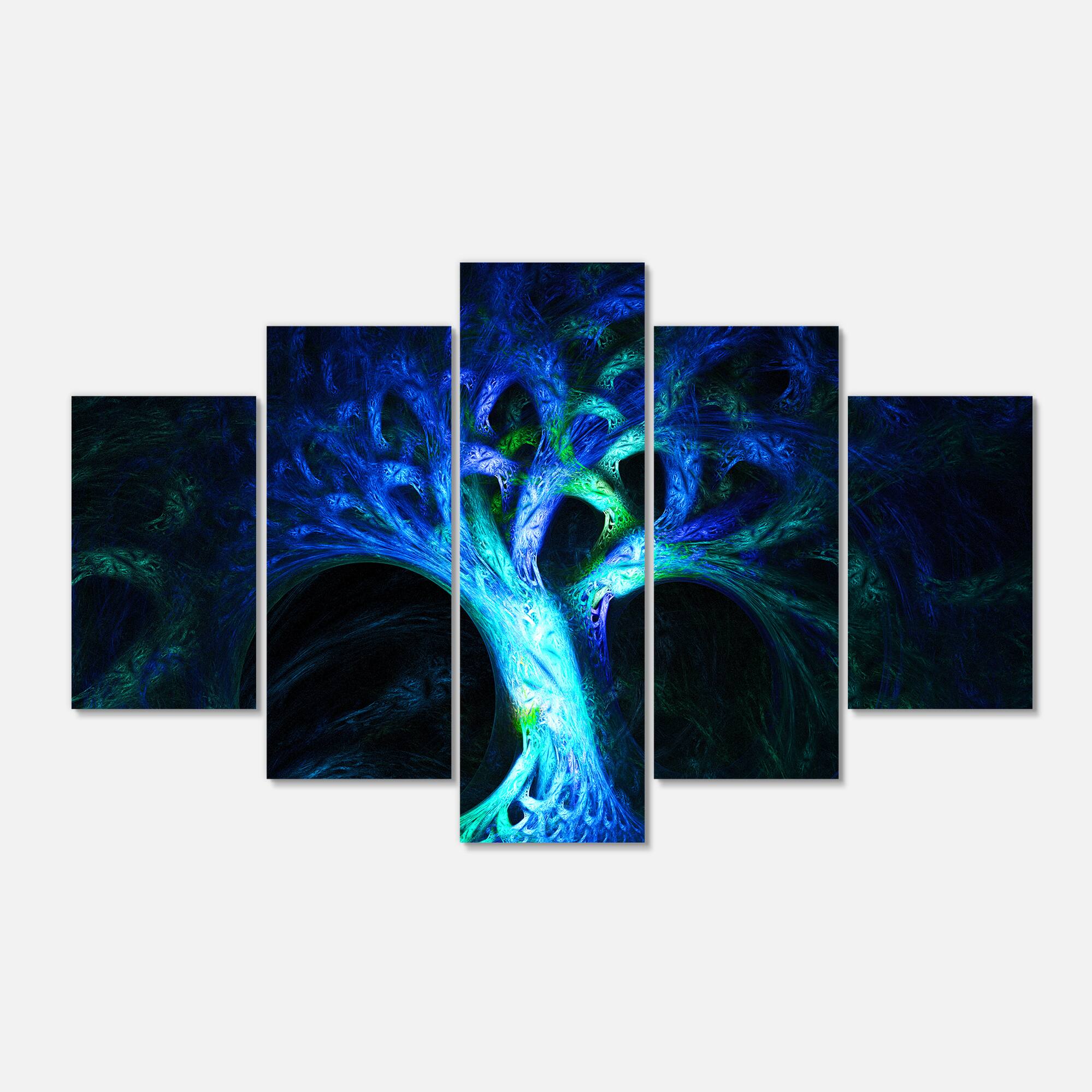 Designart - Magical Blue Psychedelic Tree - Contemporary Canvas Art Print